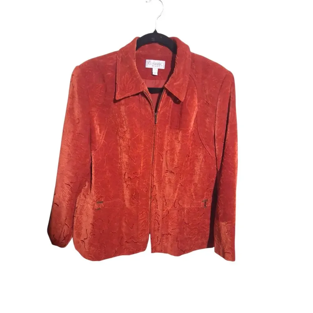 Vintage Conrad‎ C Classy Women's size 18 Velvet Burnout Sophisticated Zip Jacket